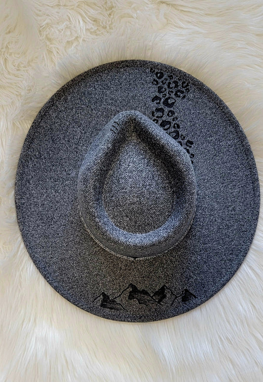 Burnt felt hat - Free handed designs