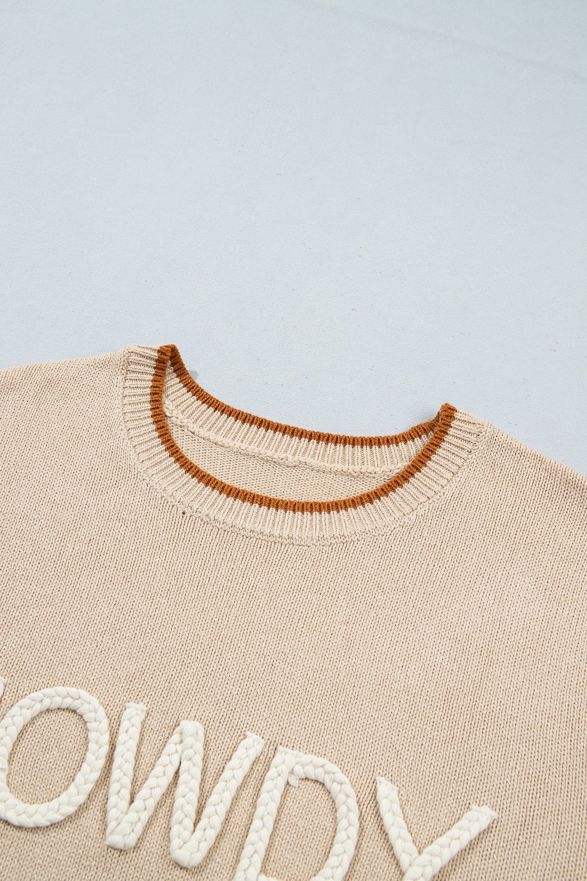 HOWDY Rope Letter Relaxed Sweater