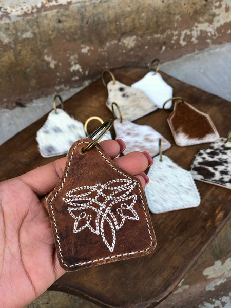 BootStitch IV Rustic Leather & Cowhide Keychain