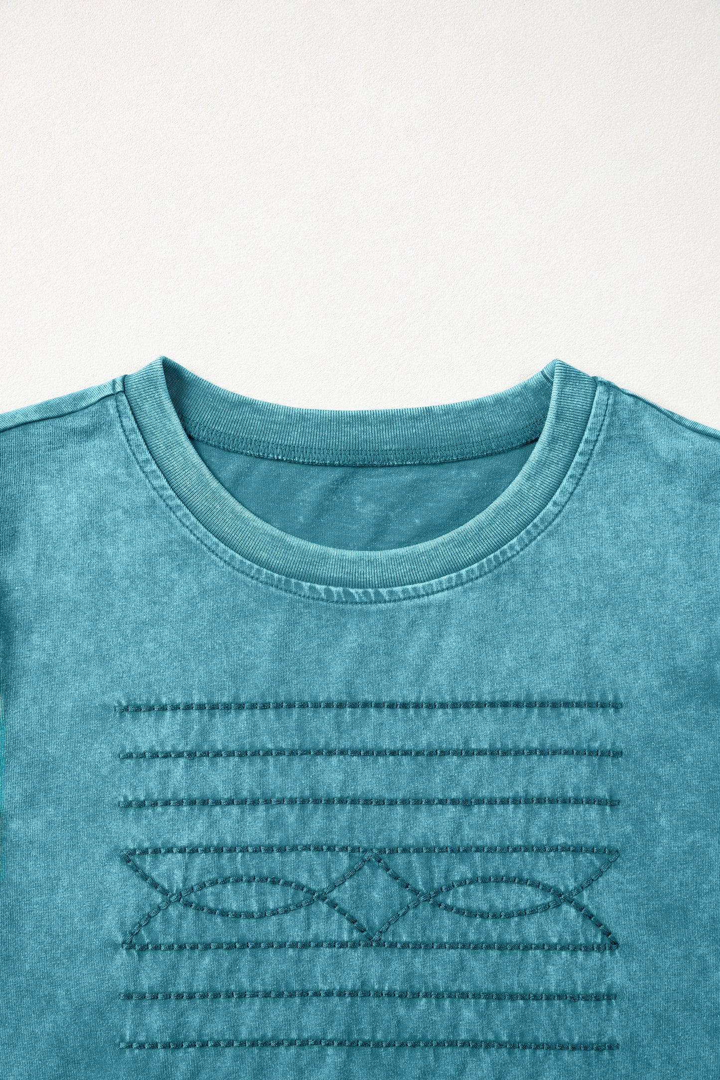 Turquoise Trails Embroidered Puff Sleeve Tee