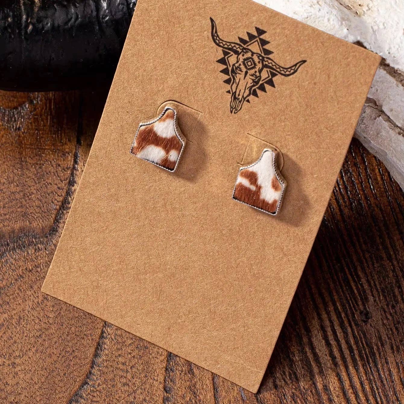 Cow Tag Stud Earrings in multiple styles