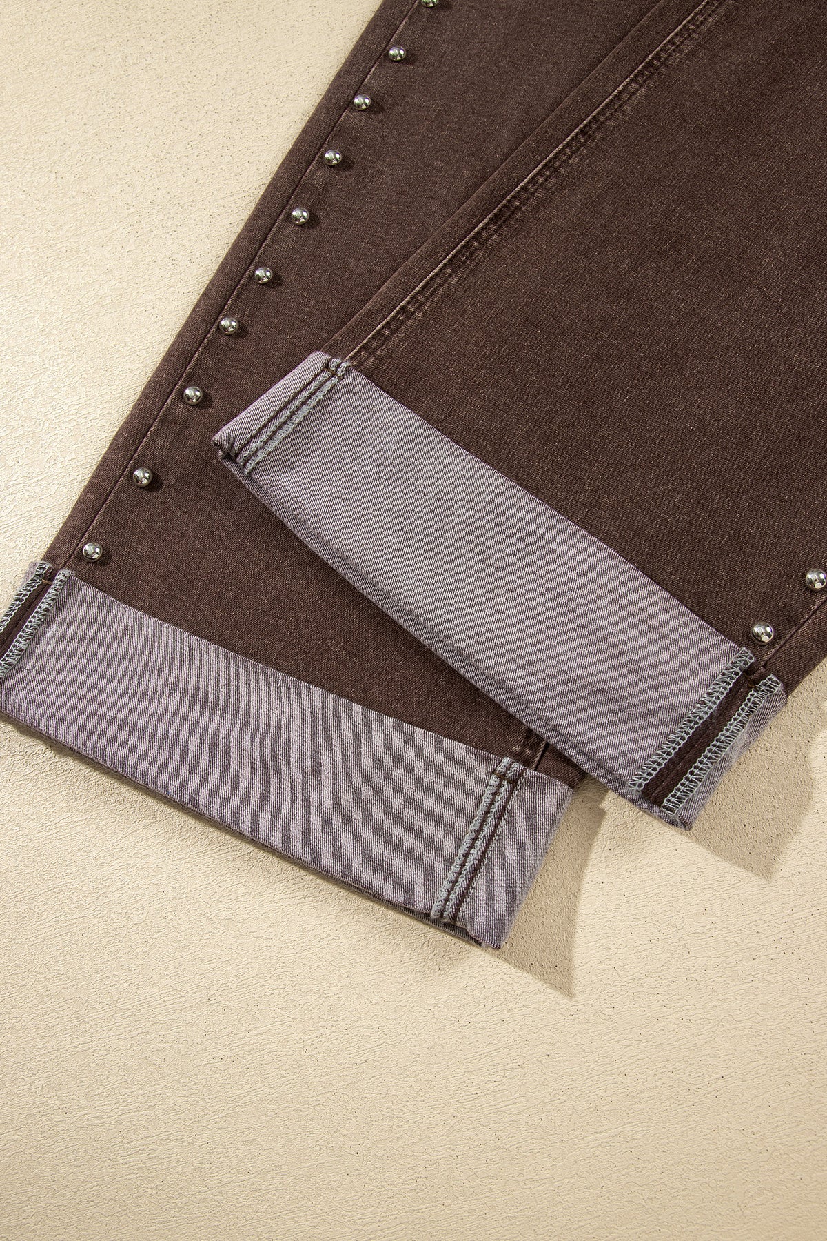 Navy Blue Studded Detail Straight Leg Casual Loose Jeans