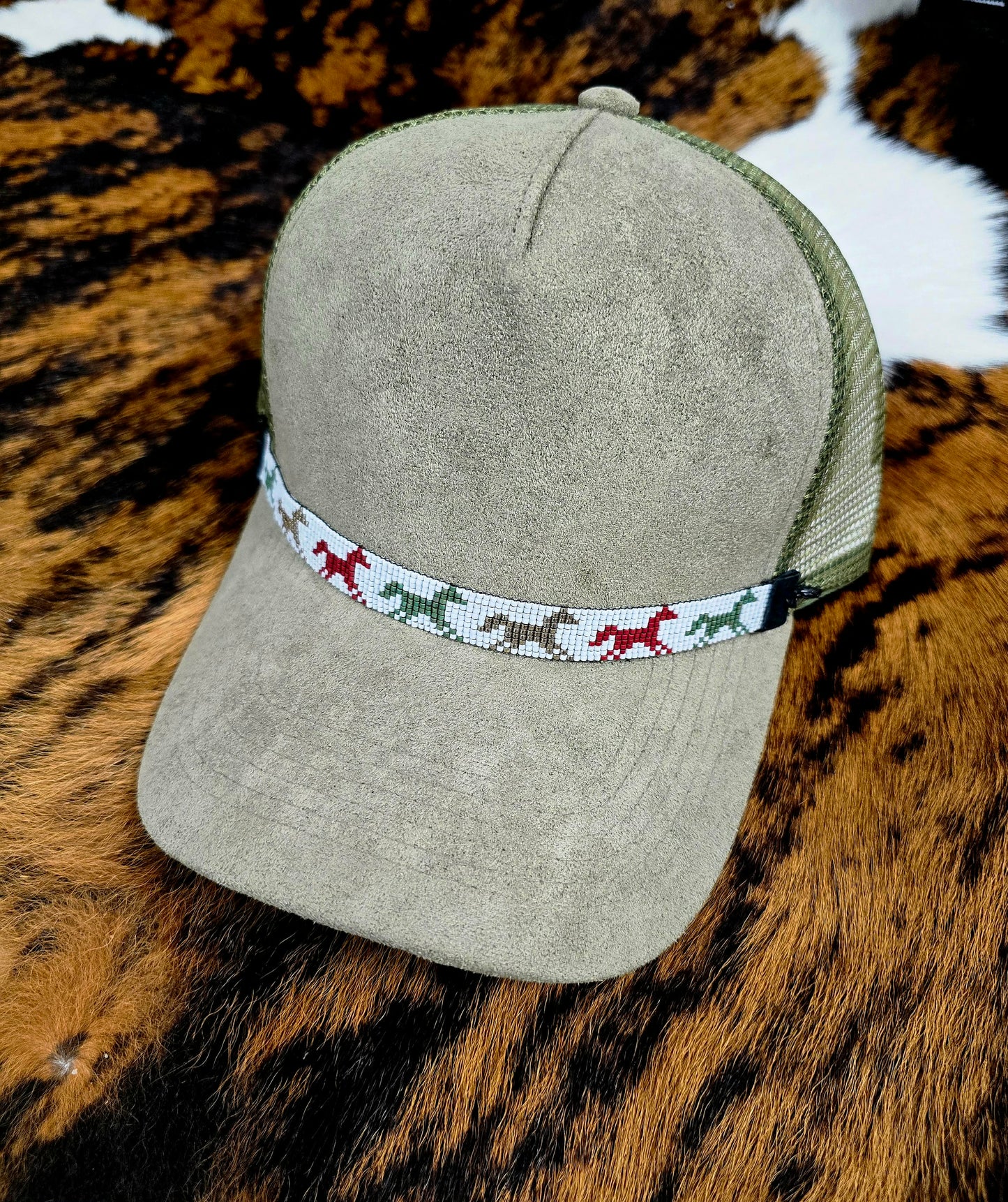 Faux Suede Ball Cap with Removable Hand-Beaded Hat Chain 🤠✨