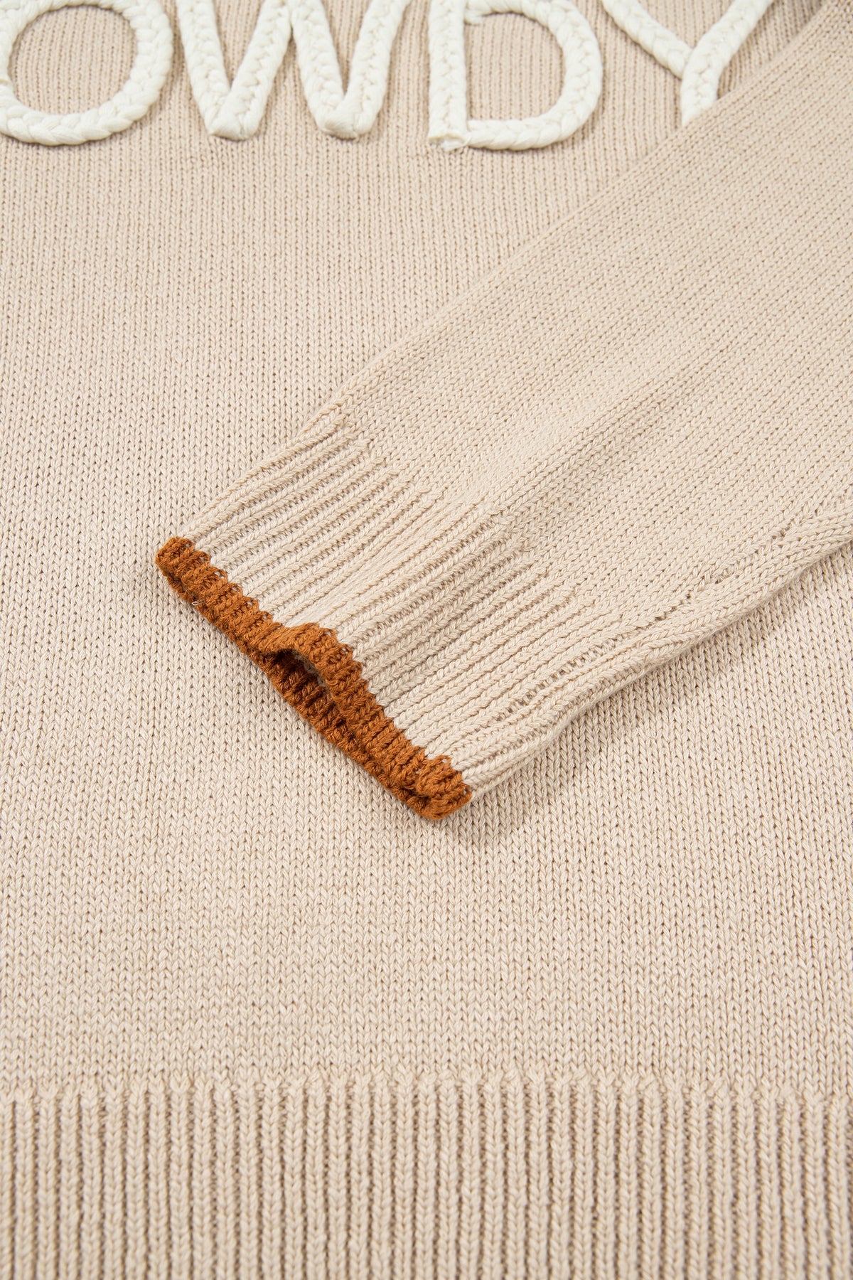 HOWDY Rope Letter Relaxed Sweater