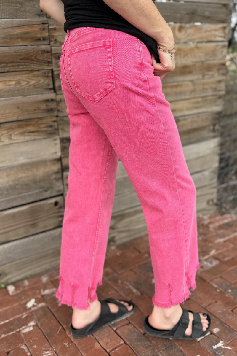 Outlaw Crop Jeans - Pink: 3/4
