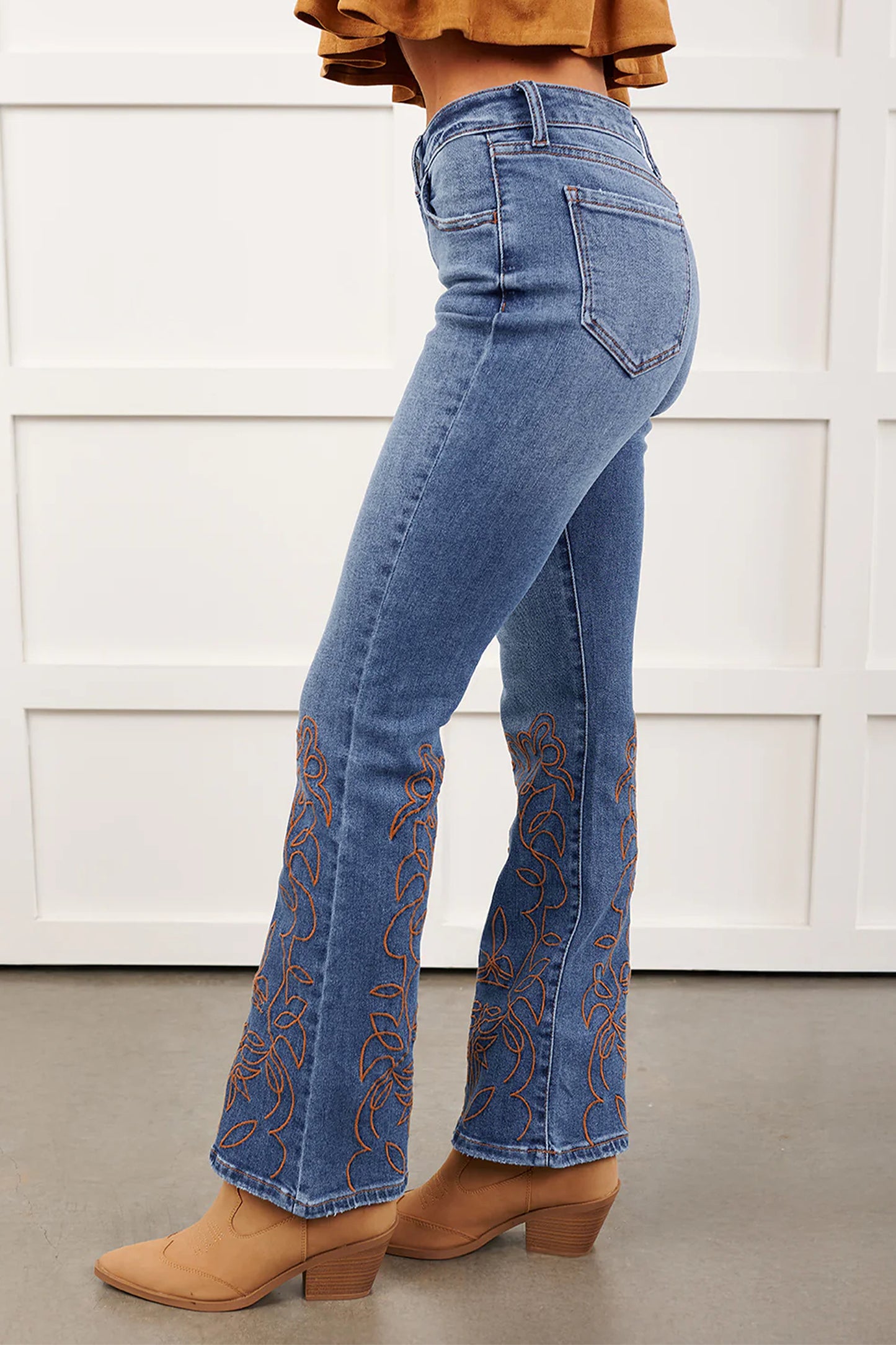 Ashleigh Blue Embroidered Flare Leg Jeans