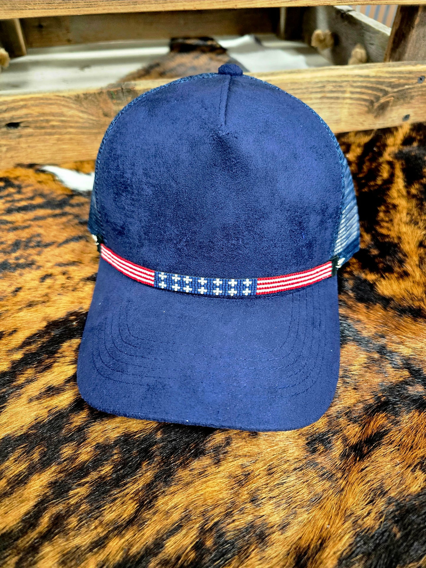 Faux Suede Ball Cap with Removable Hand-Beaded Hat Chain 🤠✨