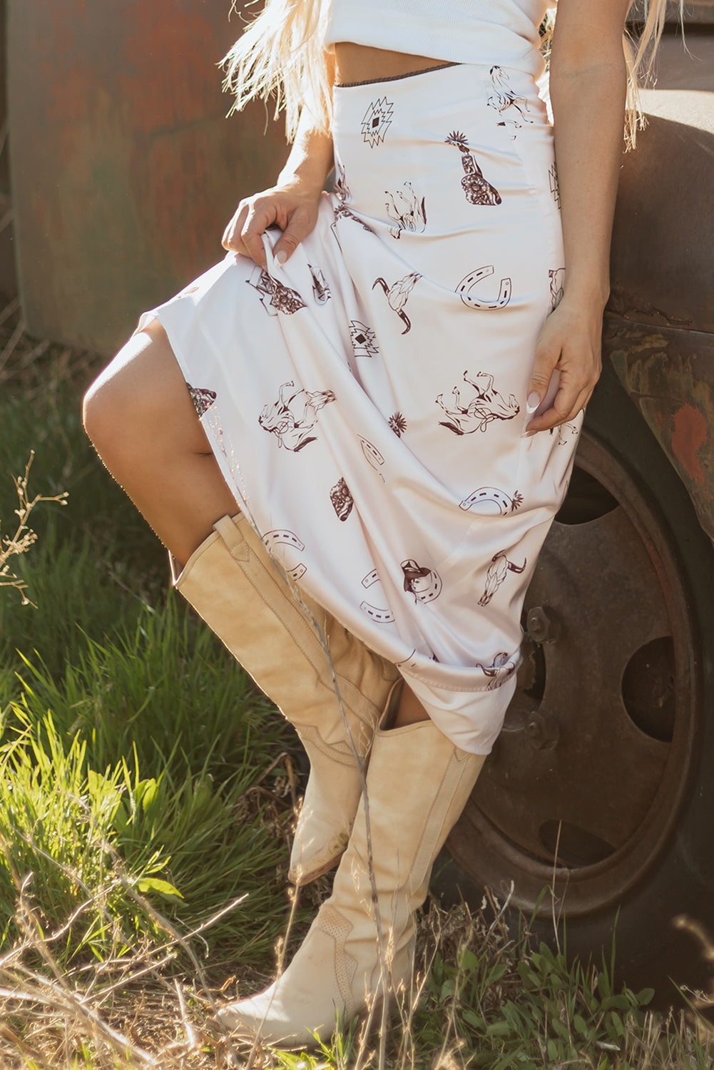 Midnight Rodeo Satin Maxi Skirt 2 Variants