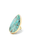 Adjustable 2" Gold Turquoise Stone Ring