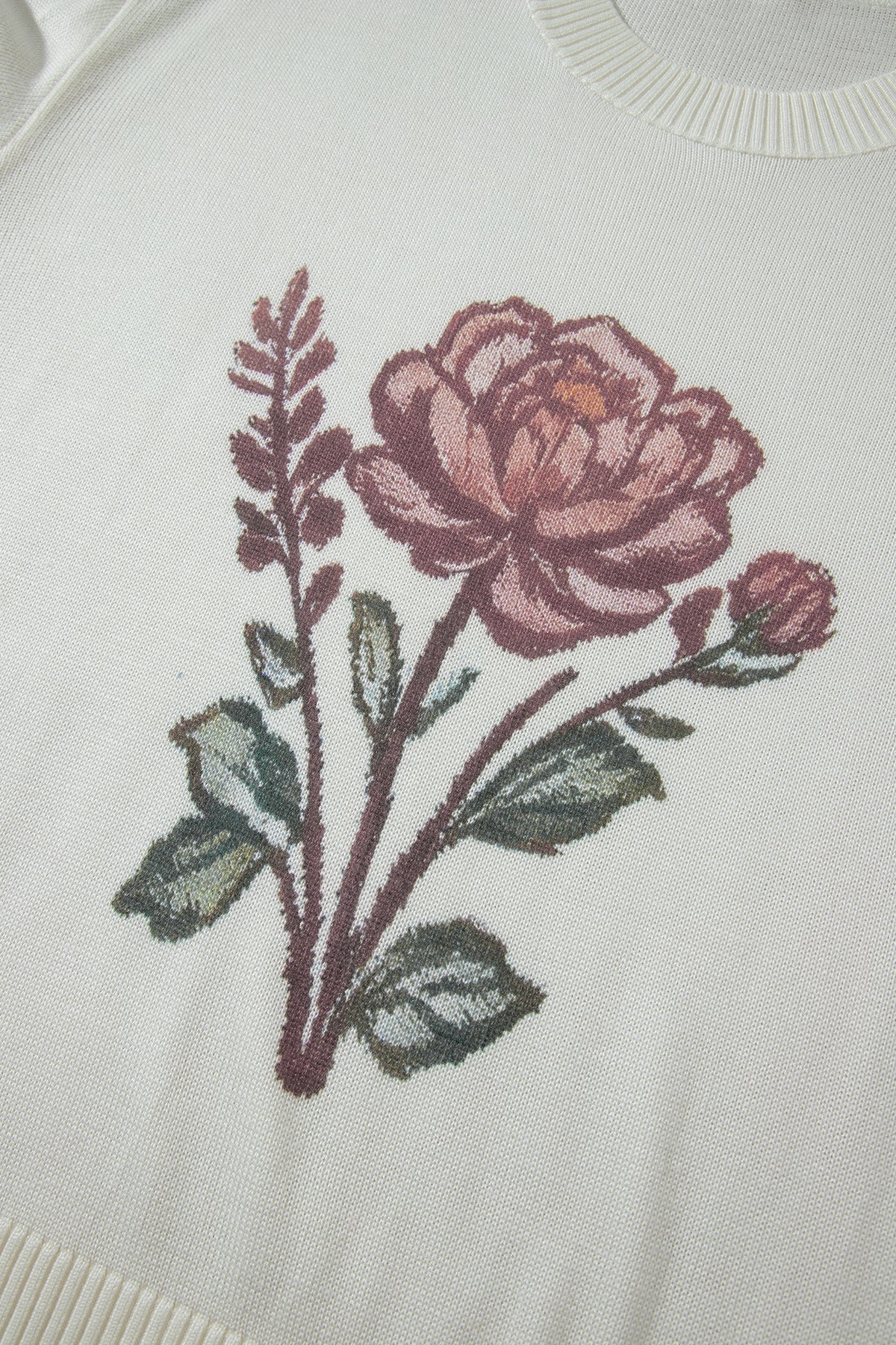 White Western Floral Lightweight Knit Sweater