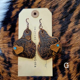 Cow Tag Style Earrings by Painted Pony Designs