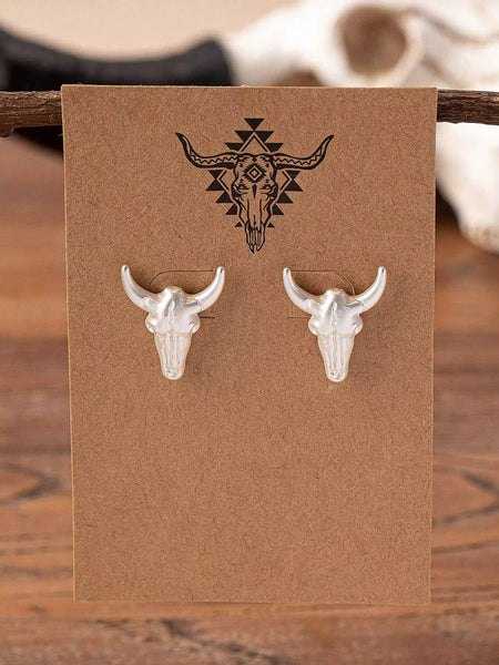Silver Longhorn Stud Earrings