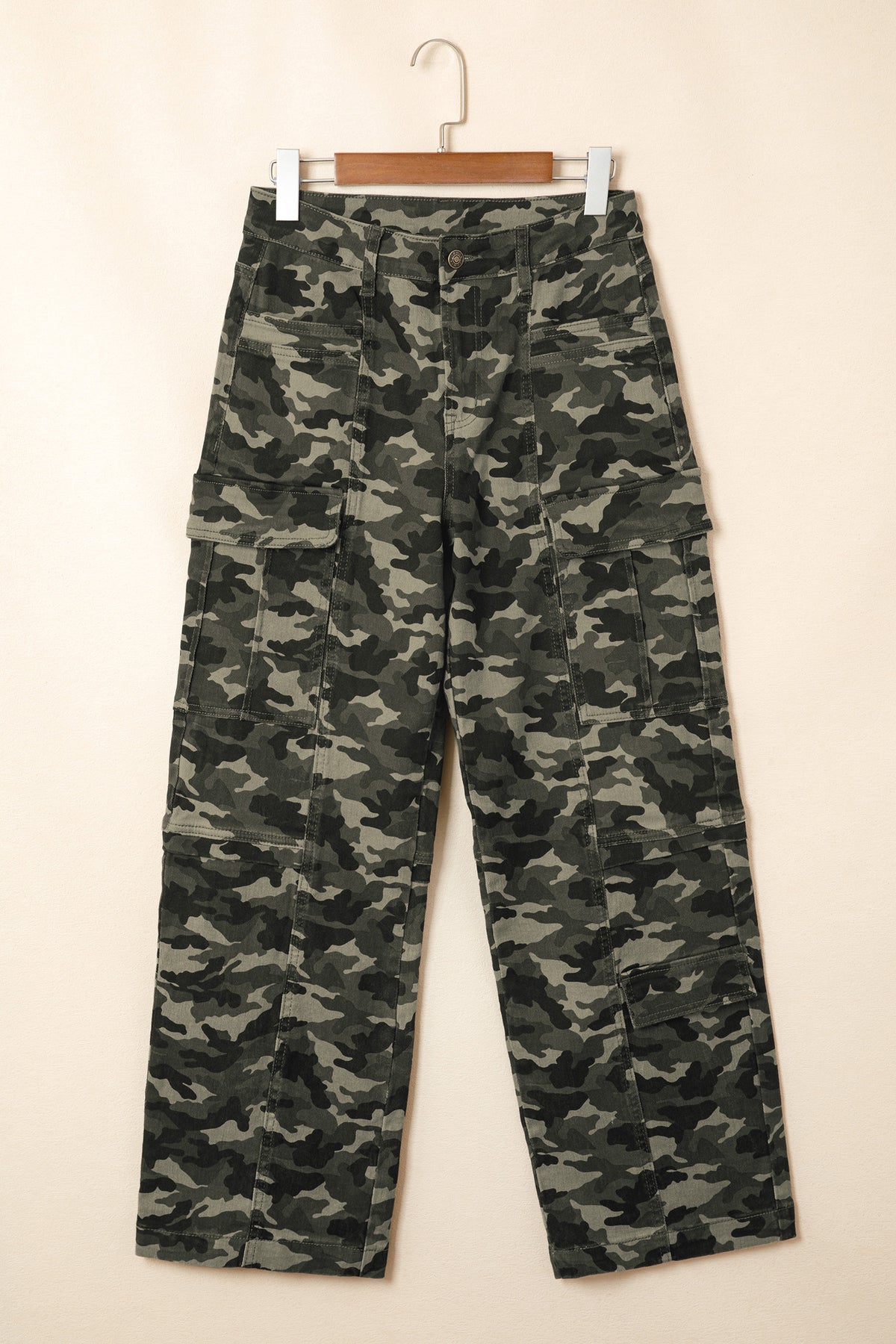 Camo Cargo Denim Jeans with Multi Pockets — S–XL