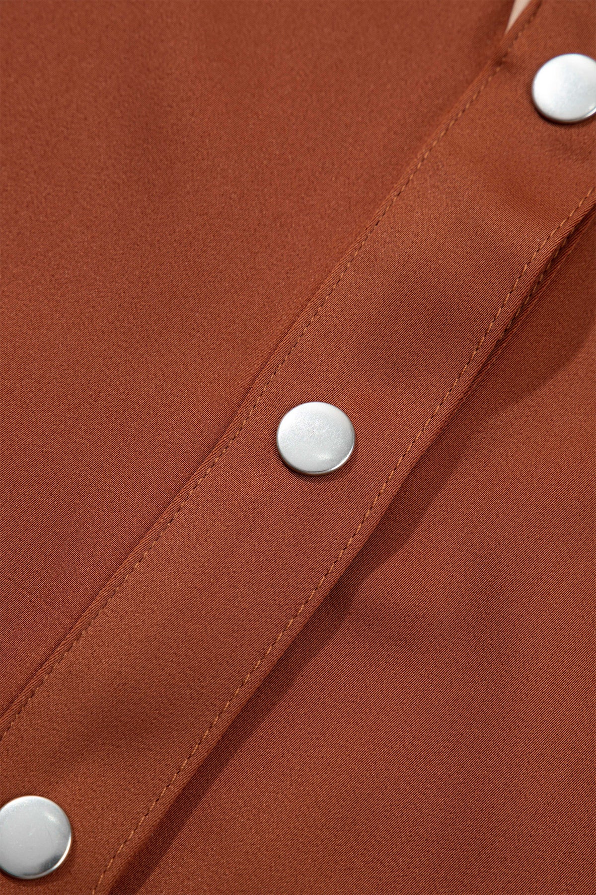 Cinnamon Silky Western Yoke Button-Front Shirt