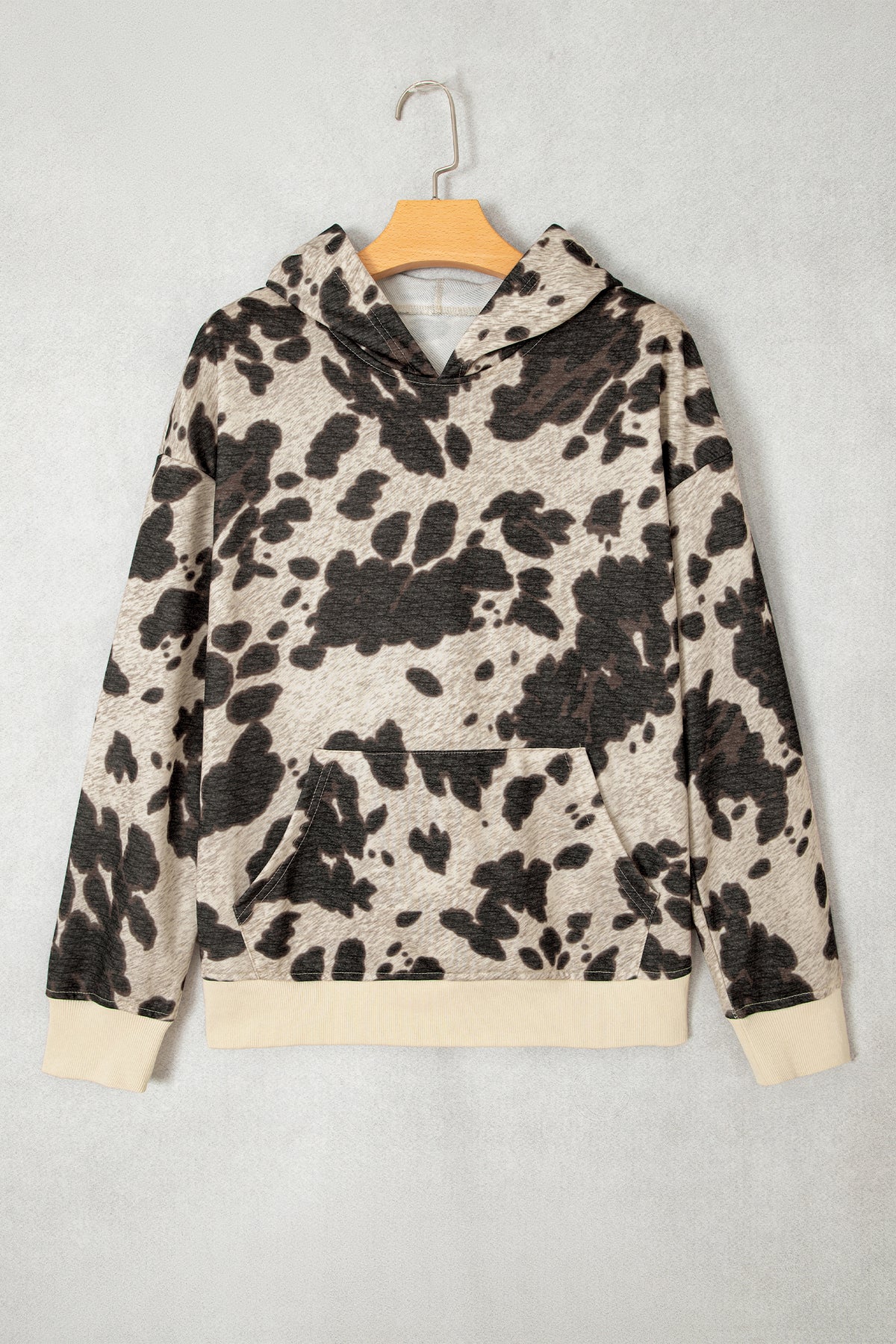 Western Cow Print Pocket Hoodie | S–XL