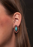 Elongated Turquoise and Corral Post Earring