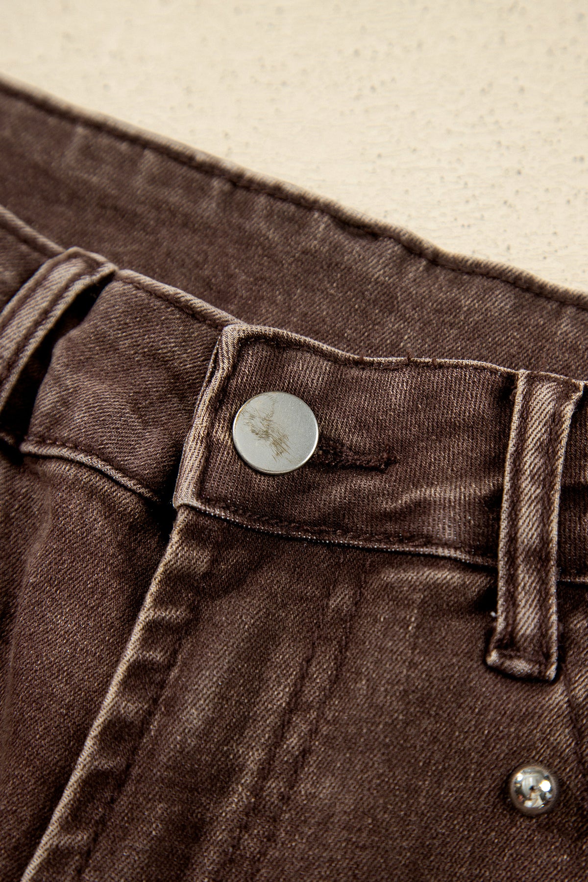 Navy Blue Studded Detail Straight Leg Casual Loose Jeans