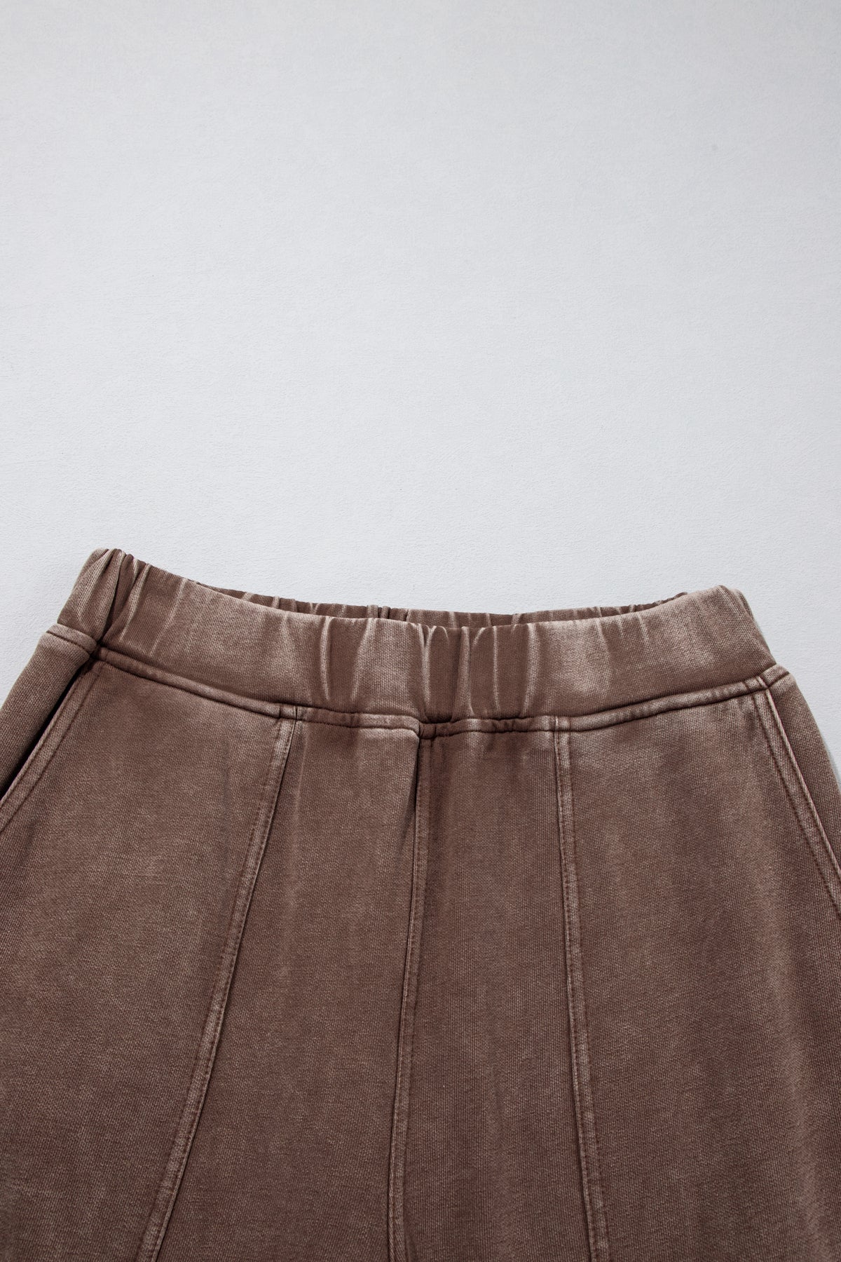 Coffee Mineral Wash Elastic Waist Barrel Pants