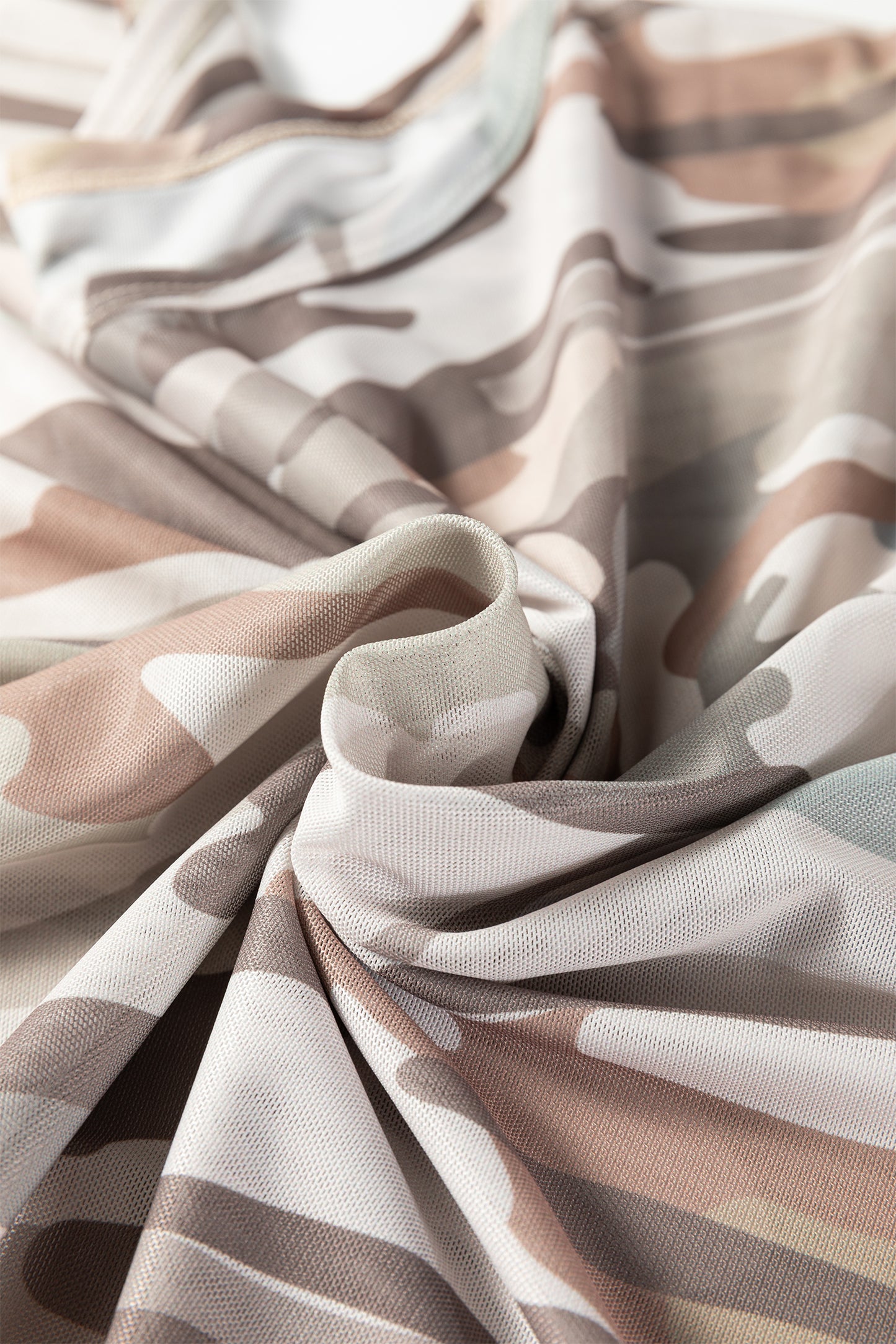 Plus Camo Mesh Long Sleeve Top