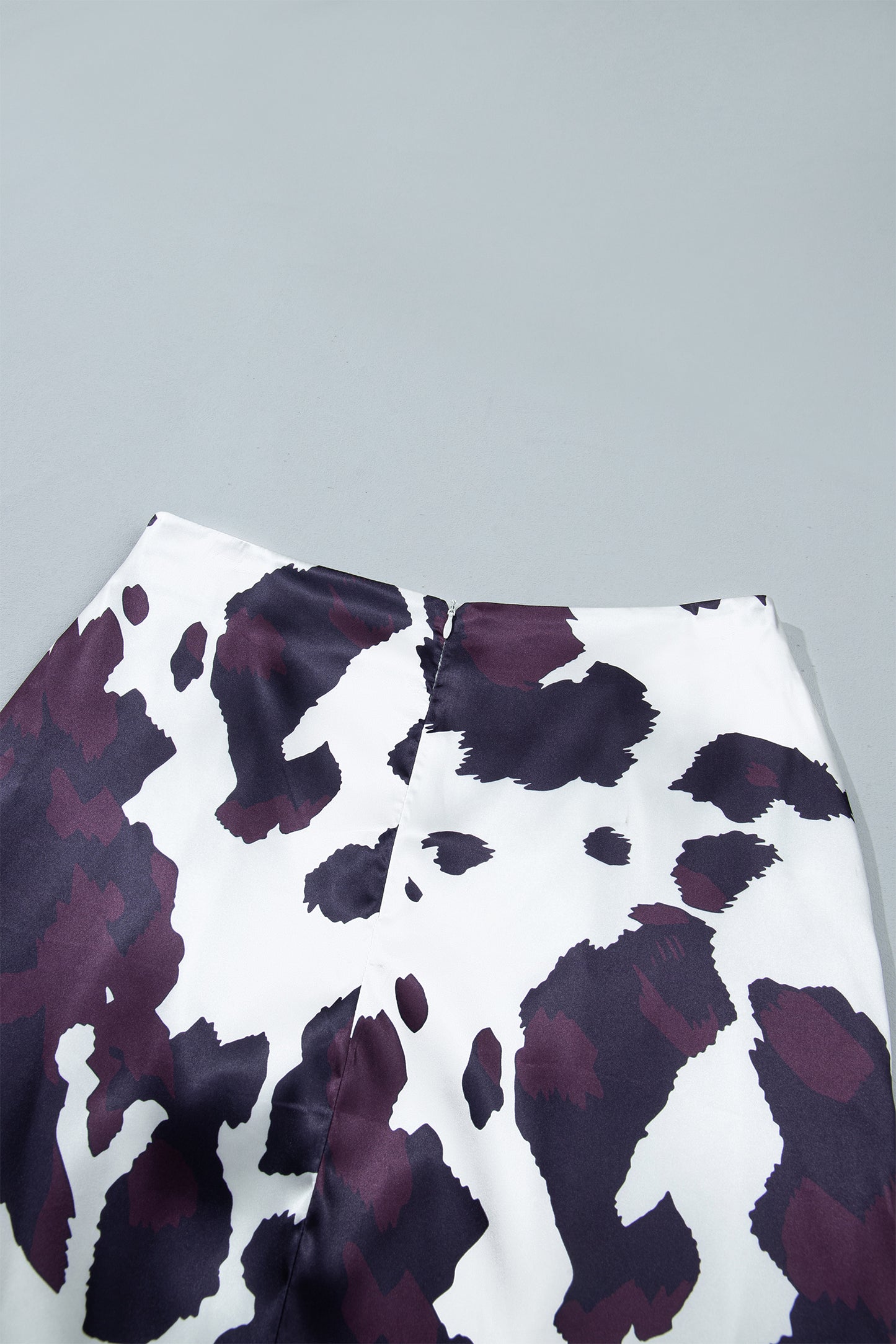 Cow Print Zip-Up Midi Skirt