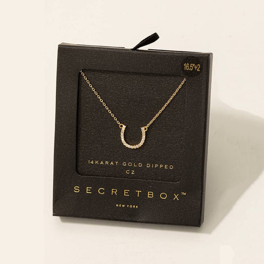 Secret Box Gold Dipped Horse Shoe Pendant Necklace