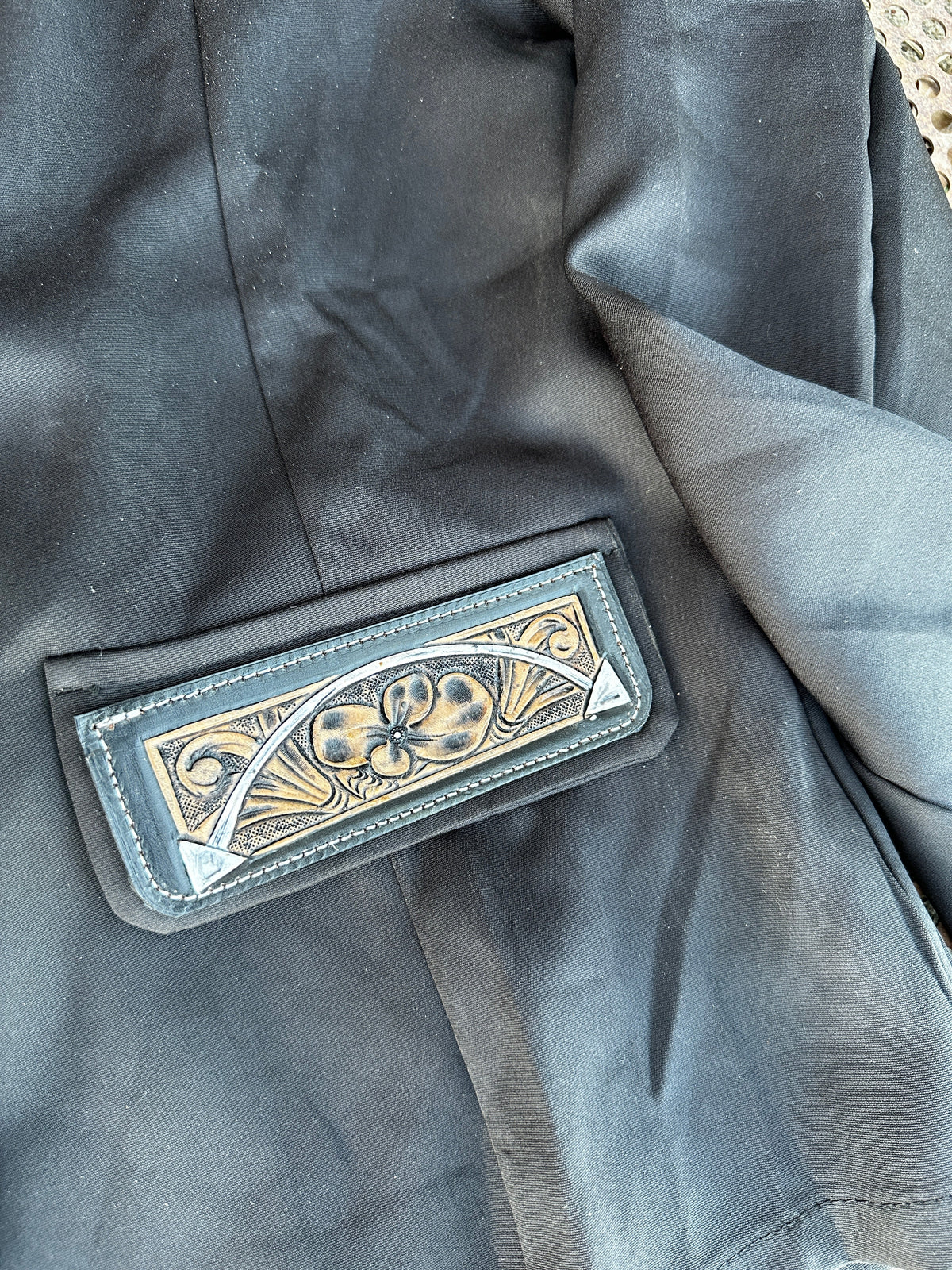 Classic Arrow Hand-Tooled Leather Lapel Blazer — One of a Kind
