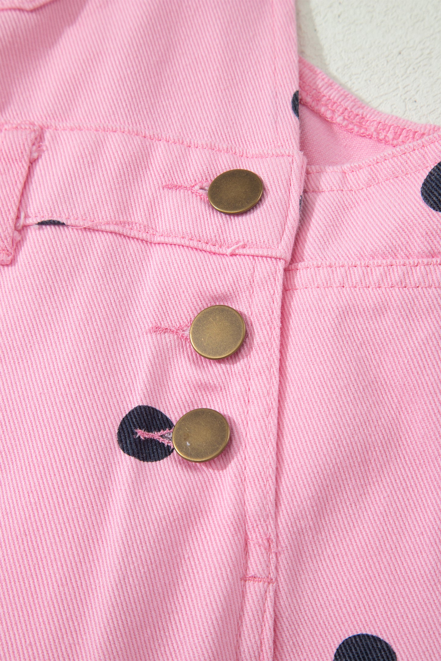 Jet Stream Polka Dot Print Bib Pocket Denim Barrel Overalls Jumpsuit