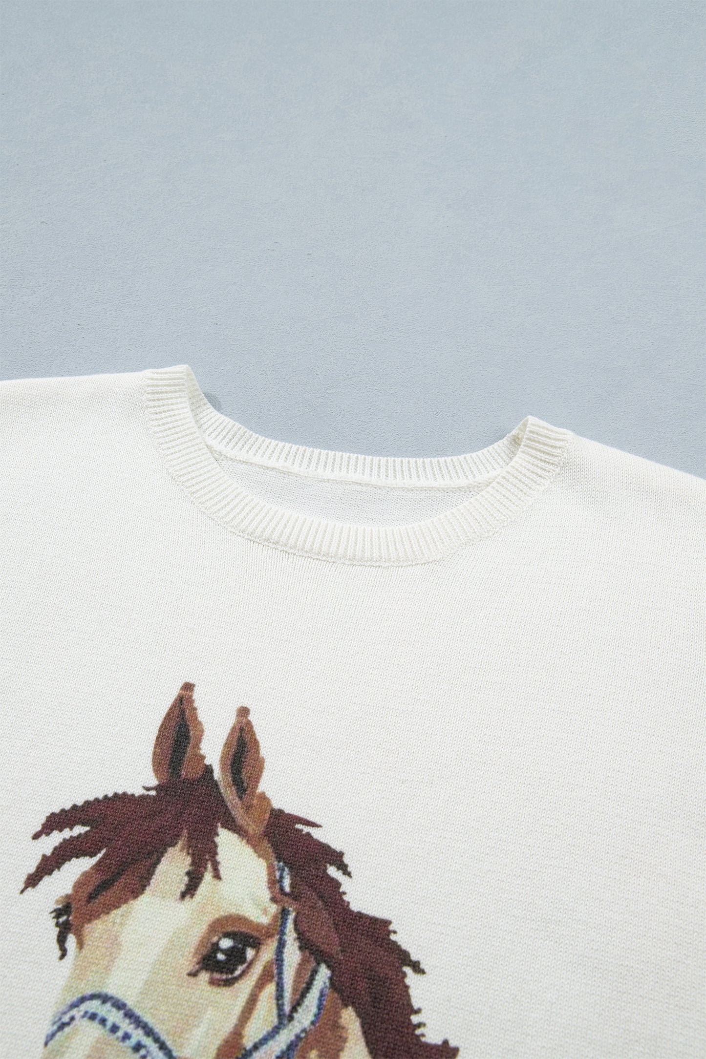 White Wild West Horse Head Knit Tee