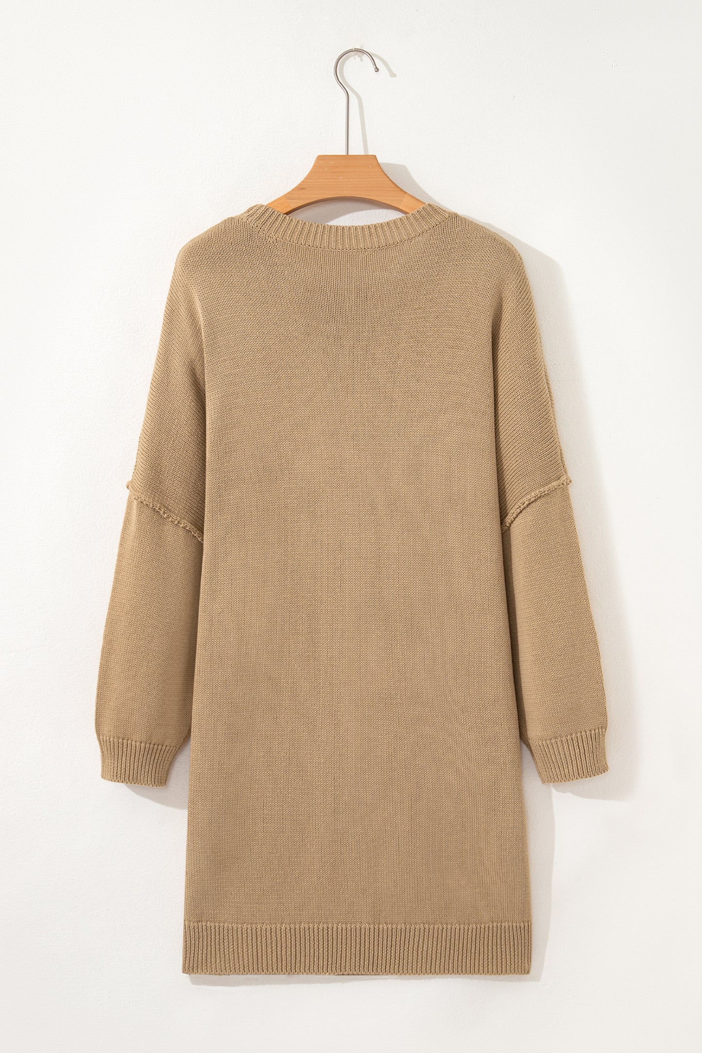 Pale Khaki Exposed Seam Oversize Sweater Mini Dress 🤎✨