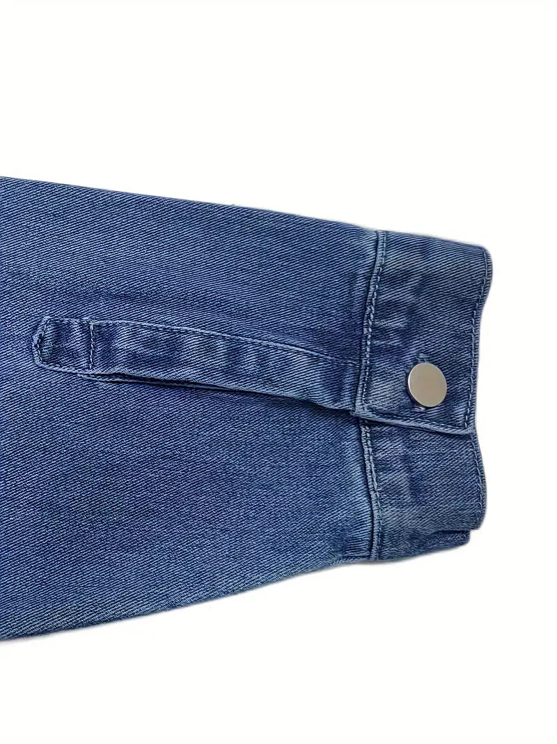 Womens Distressed Denim Shacket