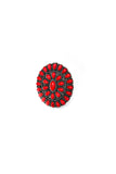 Adjustable Red Cluster Ring