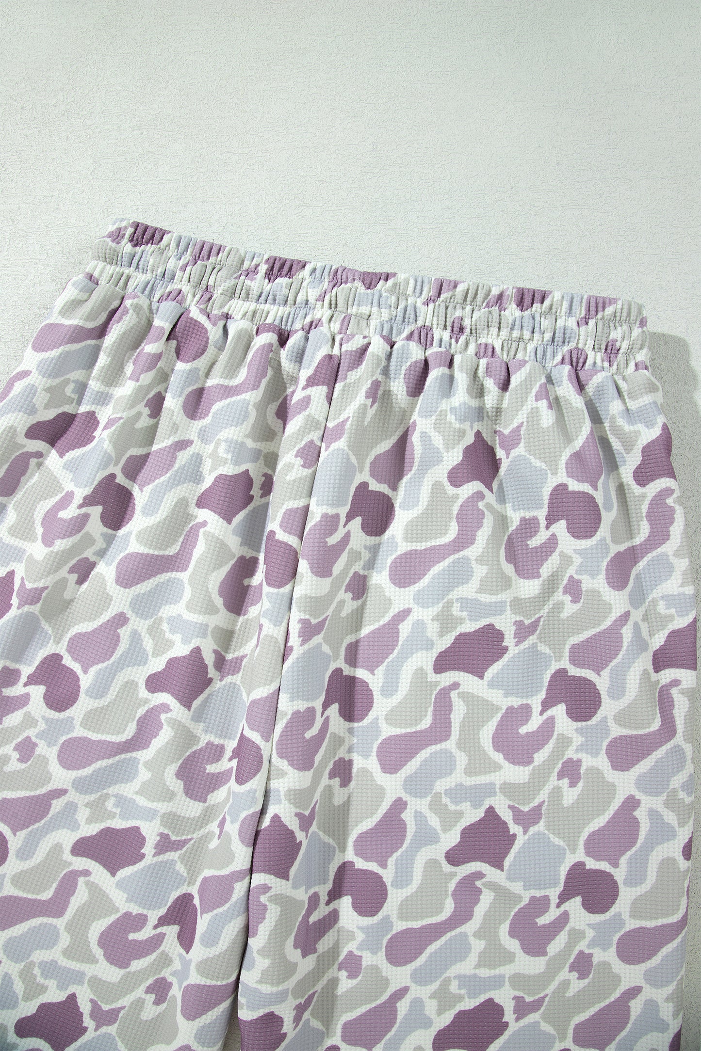 Green Camo Print Drawstring Loose Fit Full Length Pants