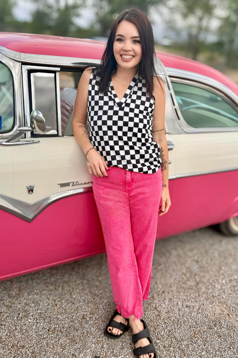 Outlaw Crop Jeans - Pink: 3/4