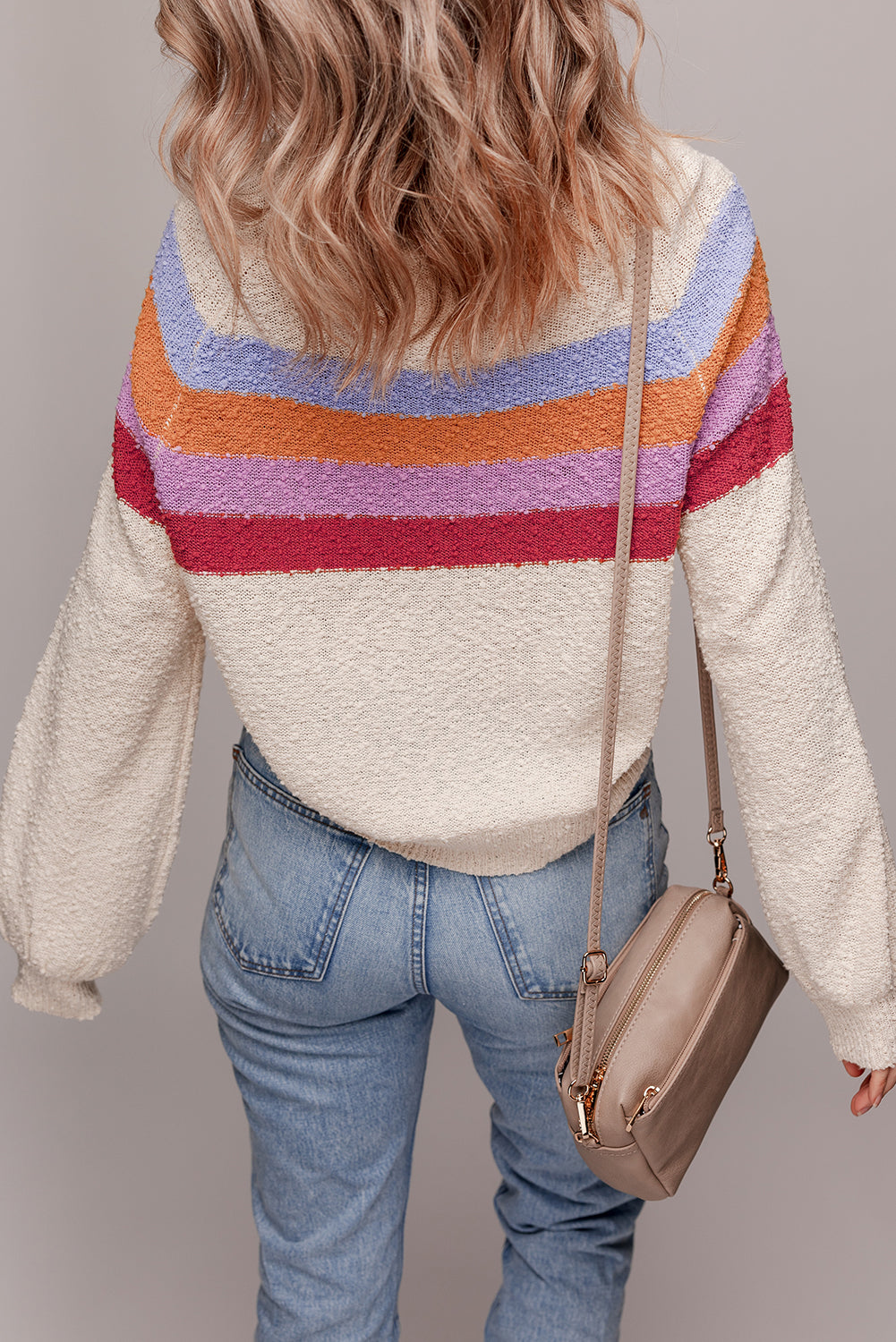 Jet Stream Striped  Loose Sleeve  Sweater
