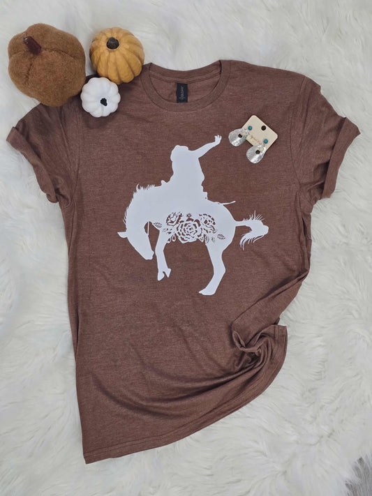 Floral Bucking Horse Tee