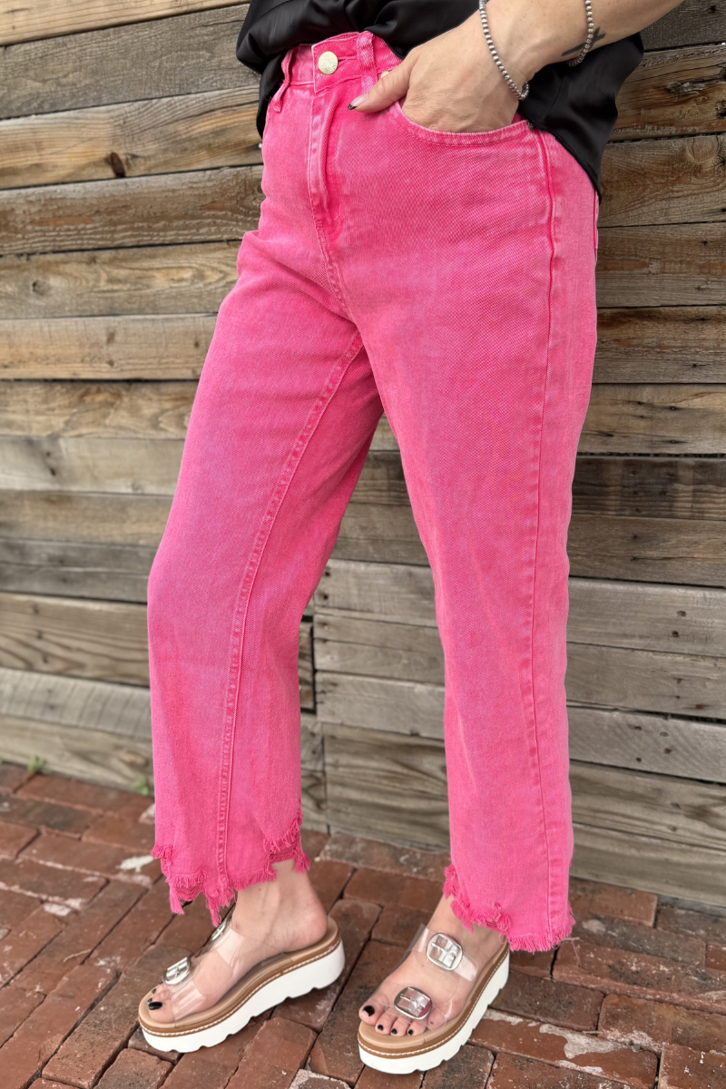 Outlaw Crop Jeans - Pink: 7/8