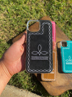 Boot-Stitch Suede Leather Phone Cases
