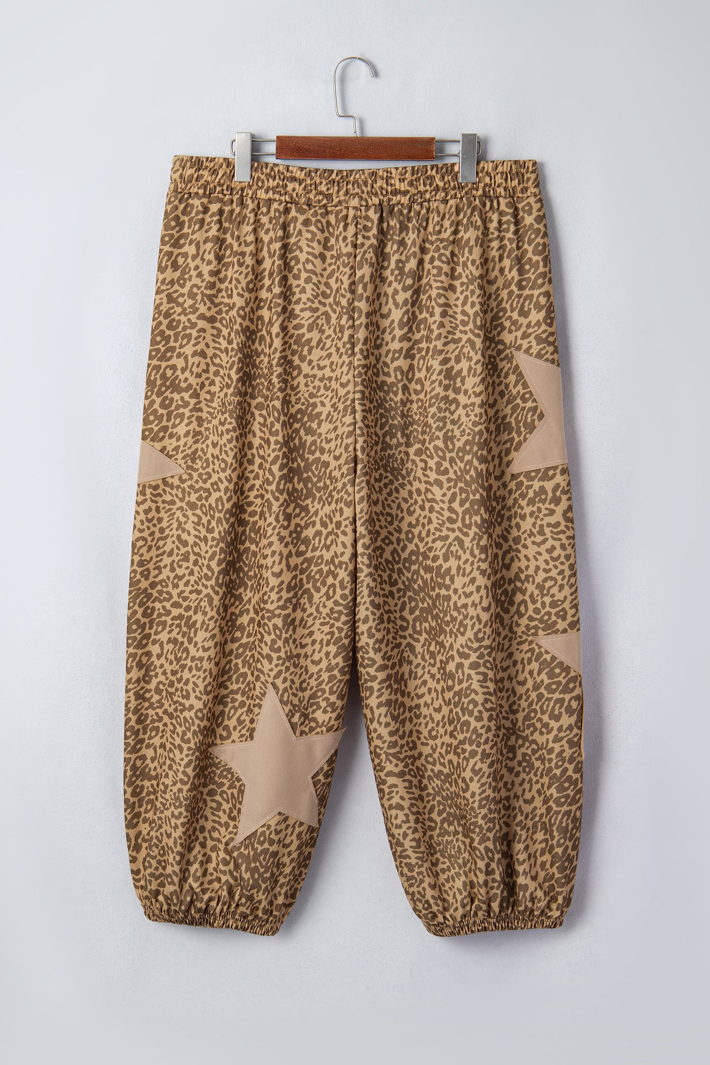 Khaki Leopard Print Western Star Patch Jogger Pants 1X–4X