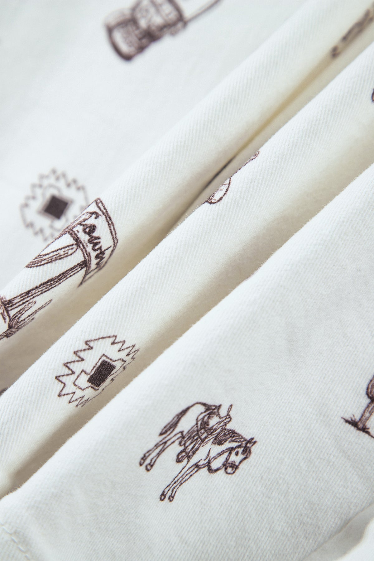 White Western Cactus, Horse & Bull Denim Skirt