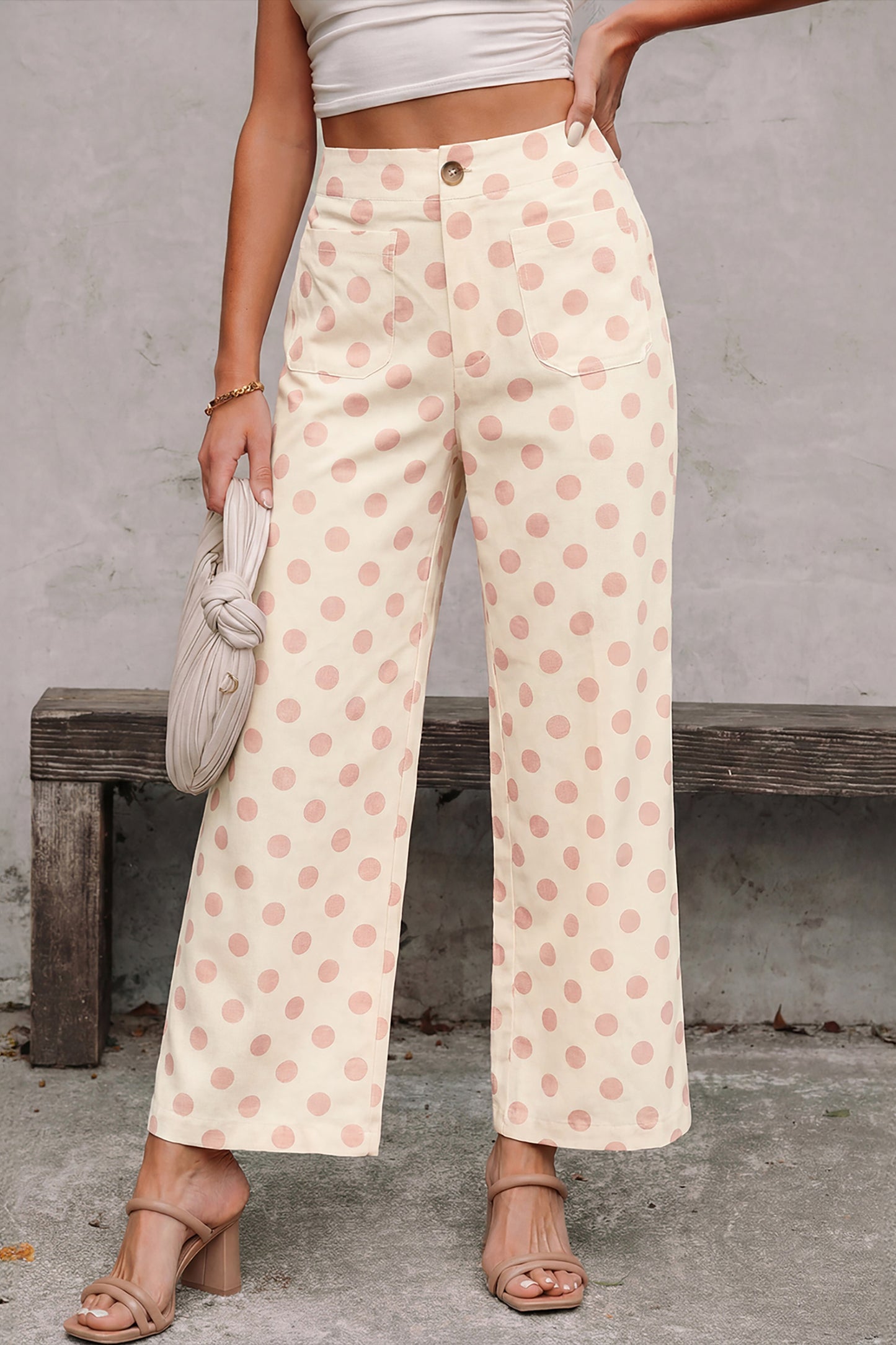 Black Polka Dot Straight Leg Pants Also available in White