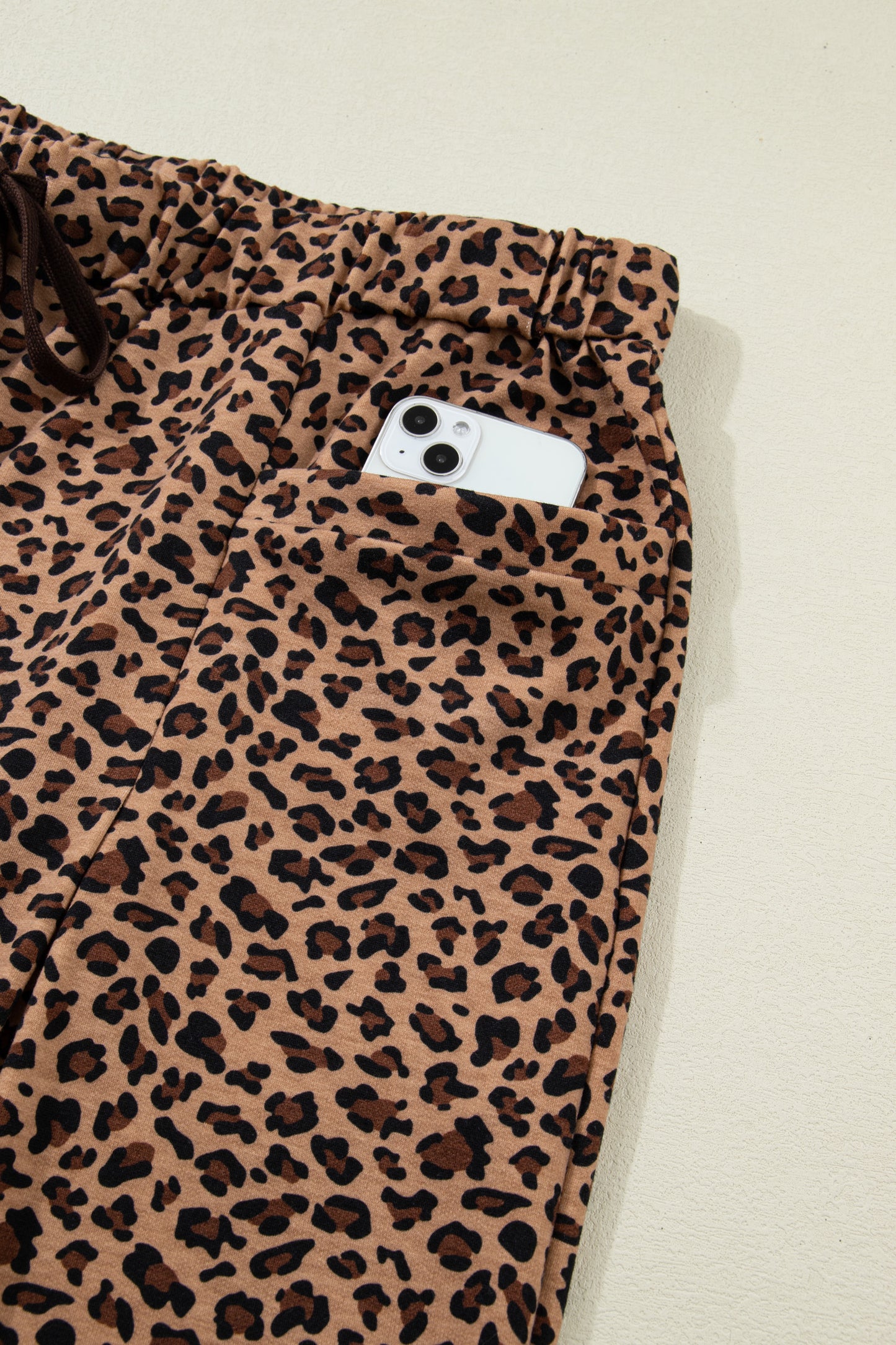 Brown Leopard Plus Size Top & Pleated Pants Set