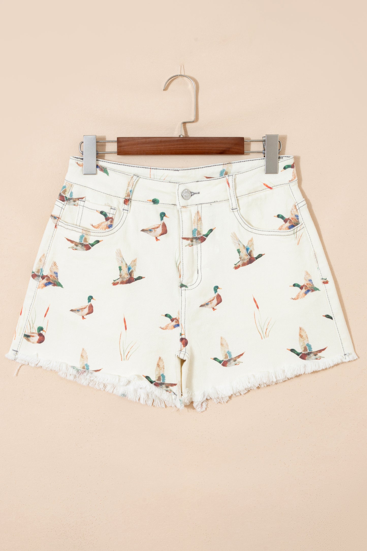 🦆🤠 Wild Duck Mallard High Waist Denim Shorts