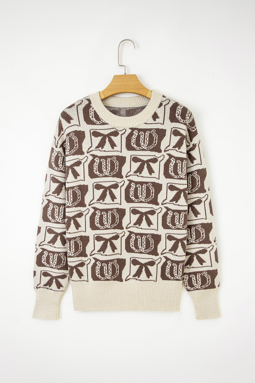Brown Bows & Horseshoes  Sweater