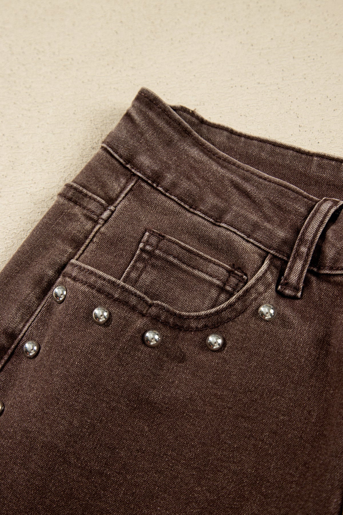 Navy Blue Studded Detail Straight Leg Casual Loose Jeans