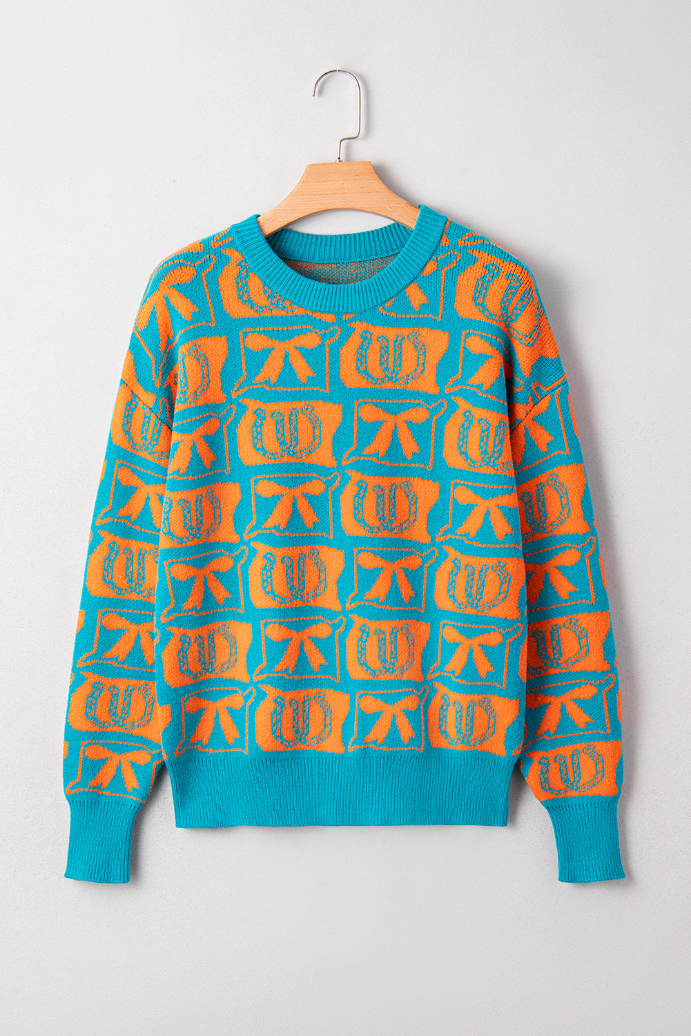 Light Blue Bows & Horseshoes  Sweater