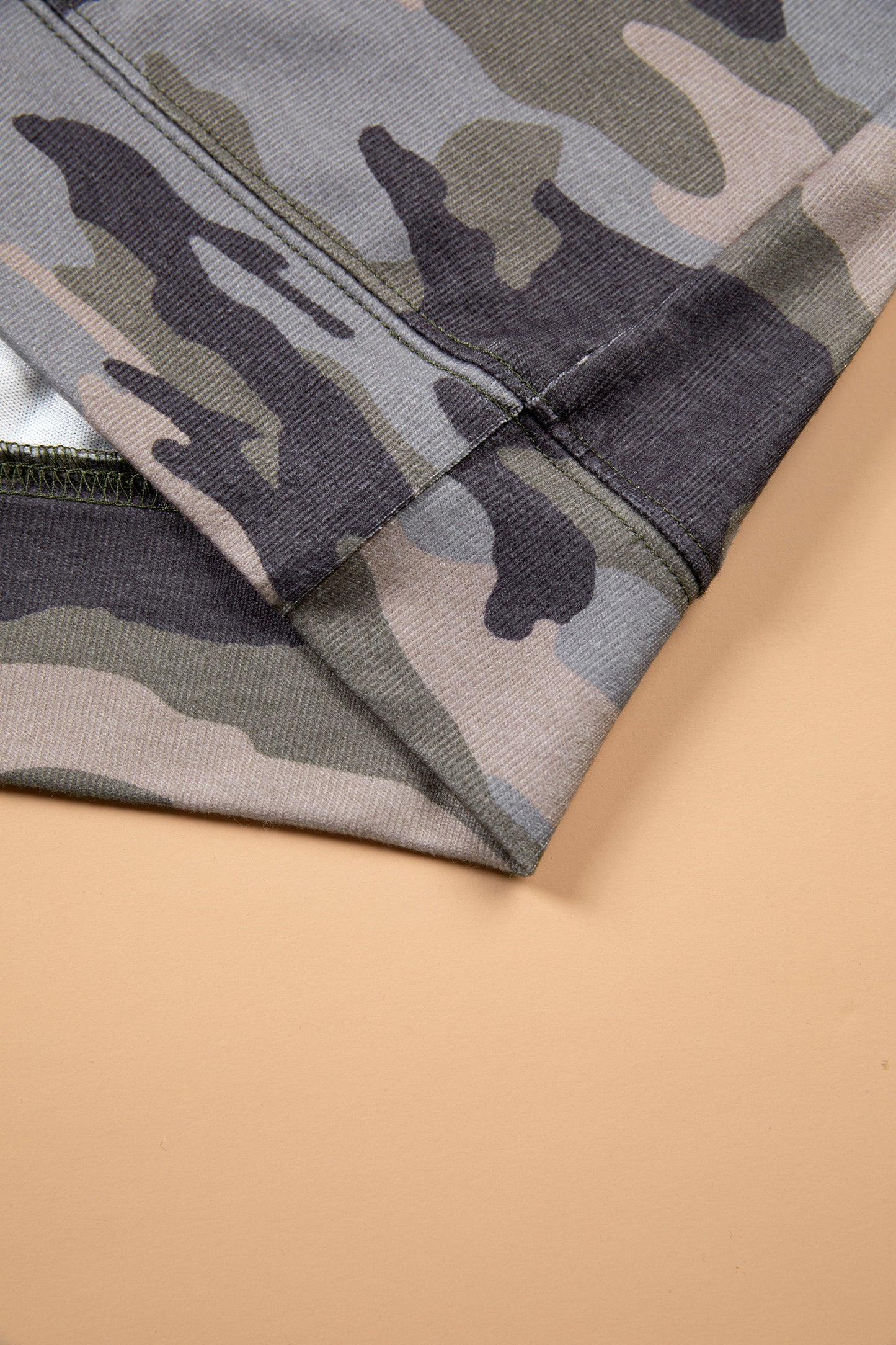 Green Camo Print Relaxed Long Sleeve Blouse 1X–4X