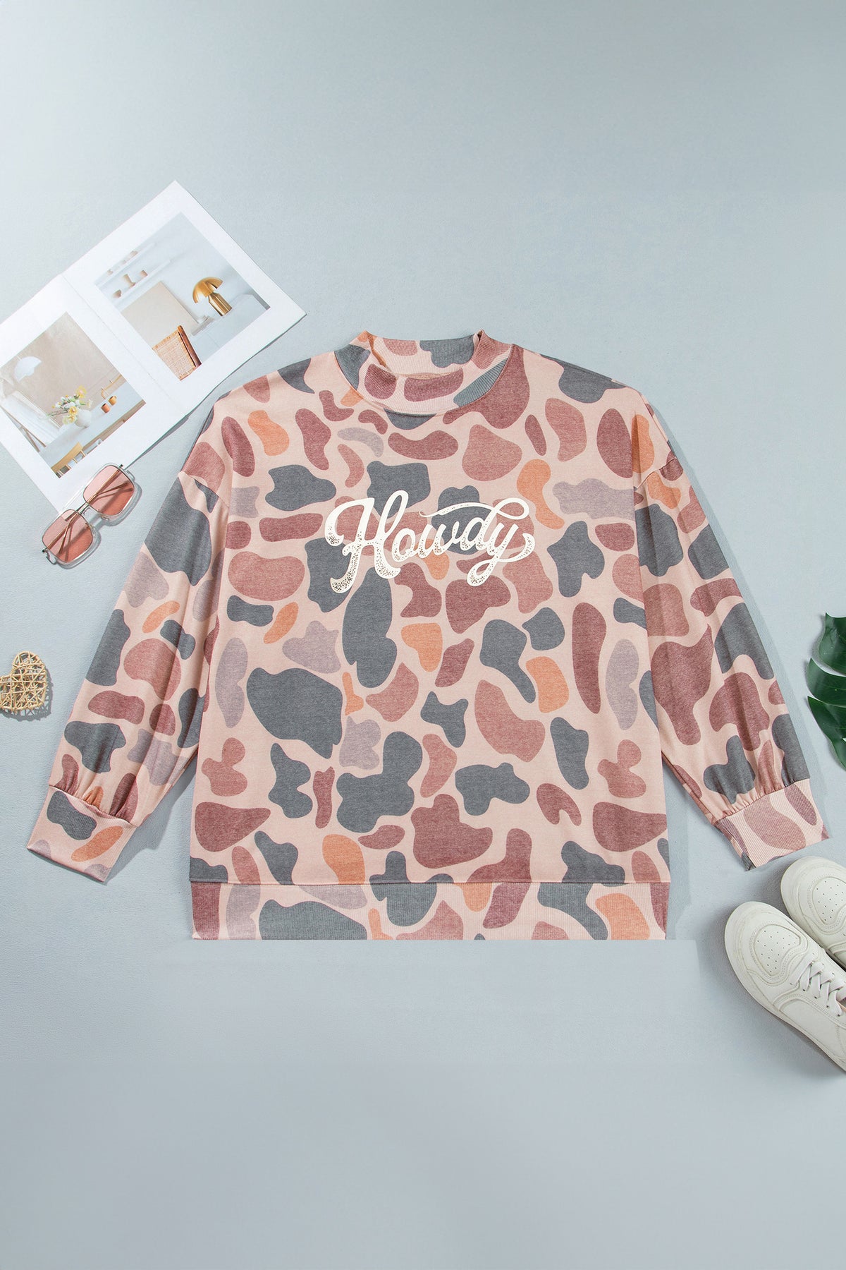 Khaki Camo Howdy Western Graphic Crewneck