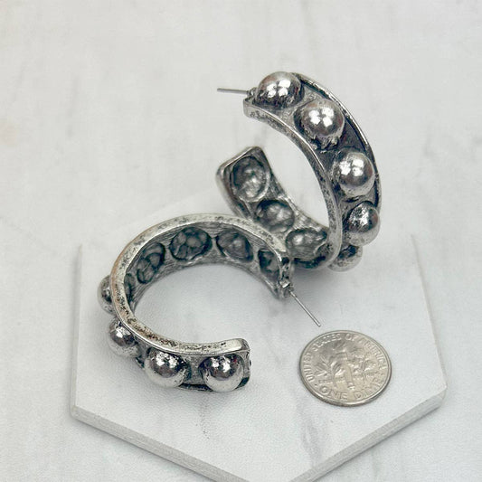 Silver Metal Half Hoop Earrings