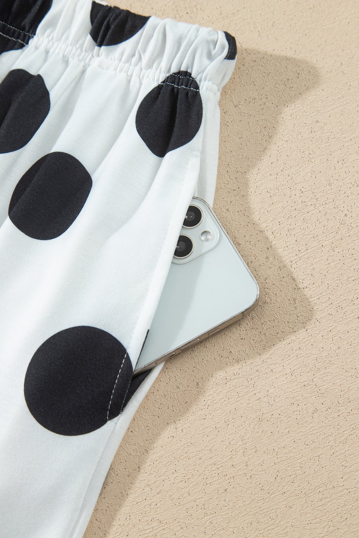 Polka Dot Long Sleeve Top & Drawstring Pants Set