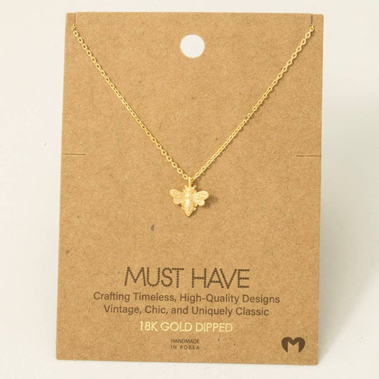 Gold Dipped Mini Bee Pendant Necklace